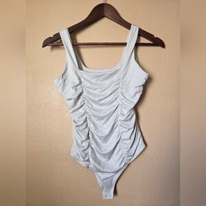 Abercrombie & Fitch White Women's Seamless Ruched Bodysuit Size Small